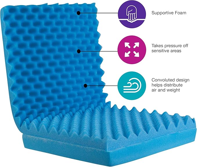 DMI Egg Crate Sculpted Foam Car Seat Cushion, Office Chair Cushion Relieves Back Pain, Tail Bone Pain, Sciatica, 32 X 18 X 3, Full Back (Pack of 2)
