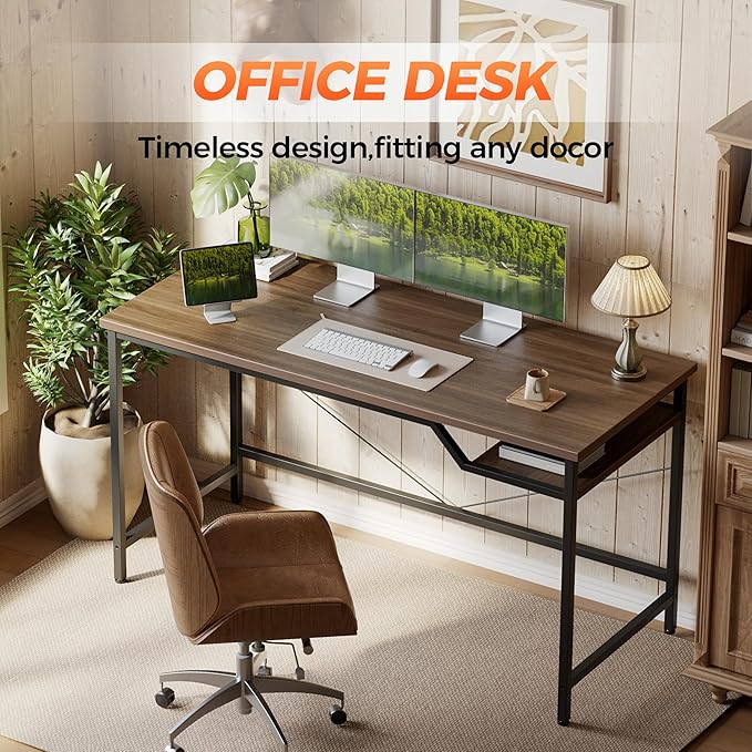 Mericonia 55 inch Computer Desk, Gaming Desk for Small Spaces, Modern Simple Style Table for Home Office, Study Student Writing Table