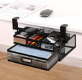 Under Desk Drawer Organizer with 2 Slide Out Drawers – No Drilling Metal Clamp-On Storage, Anti-Slip Desk Drawer Attachment for Home & Office Desktop Organization (Black)