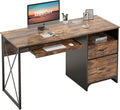 Bestier Office Desk with Drawers, 55 inch Industrial Computer Desk with Storage, Wood Teacher Desk with Keyboard Tray & File Drawer for Home Office, Rustic Brown