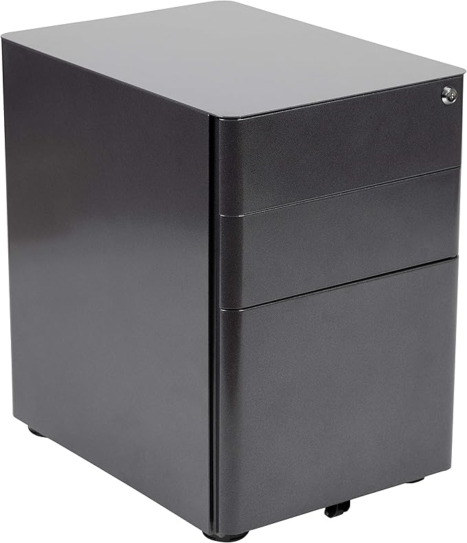 EMMA + OLIVER Work from Home Kit-Adjustable Desk, Ergonomic Mesh Office Chair, Filing Cabinet