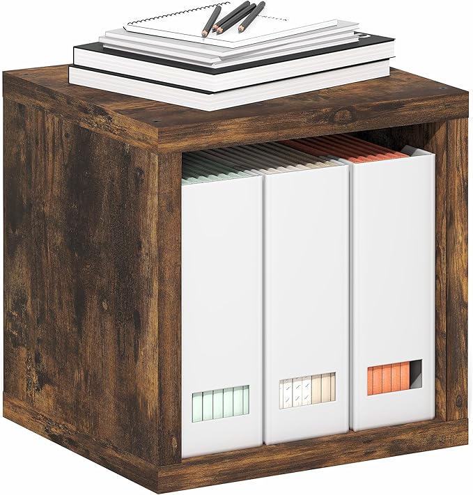 Furinno Cubicle Book Shelf, Stackable Bookshelf, Cube Storage Organizer Bookcase with Open Back, Extra Thick, 15.8" x 15.8" x 14.6", for Living Room, Bedroom, Home Office, Amber Pine