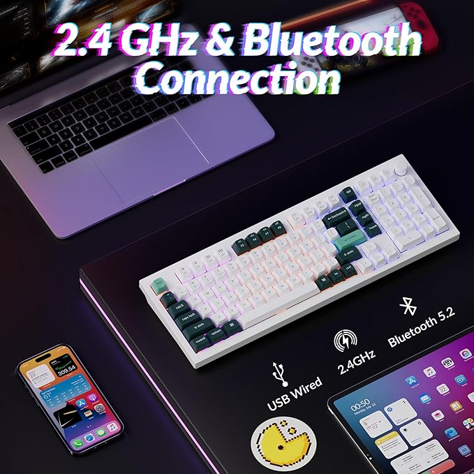 Keychron Q5 HE Rapid Trigger Gaming Keyboard Wireless with Hall Effect Gateron Double-Rail Magnetic Switch Adjustable Actuation, 2.4 GHz/Bluetooth/Wired QMK RGB Aluminum for Mac Windows Linux - White