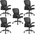 FelixKing Office Chair, Ergonomic Desk Chair with Adjustable Height and Lumbar Support Swivel Lumbar Support Desk Computer Chair with Flip up Armrests for Conference Room (Black),Pack of 5