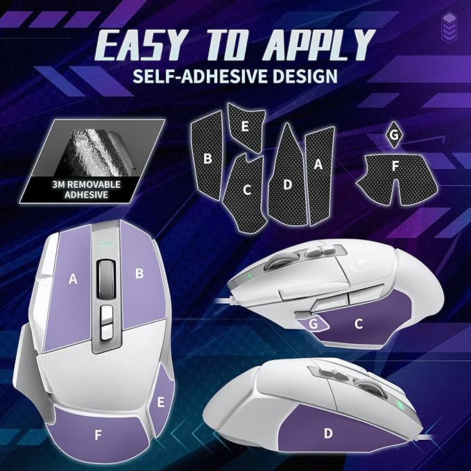 TALONGAMES Mouse Anti Slip Grip Tape Compatible with Logitech G502 X Wired / G502 X Wireless Gaming Mouse, Palm Sweat Absorption, Thin 0.5mm, Cut to Fit, Easy to Apply, Mouse Skin