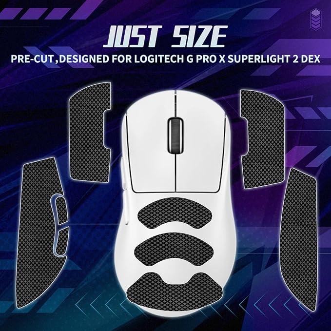 TALONGAMES Mouse Anti Slip Grip Tape Compatible with Logitech G PRO X Superlight 2 DEX Wireless Gaming Mouse, Palm Sweat Absorption, Thin 0.5mm, Cut to Fit, Easy to Apply, Mouse Skin