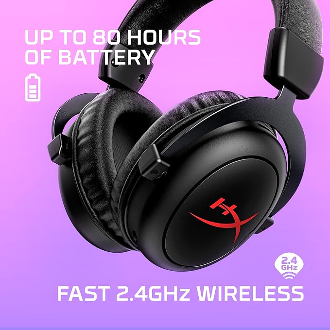 HyperX Cloud II Core Wireless Headset Gaming USB for PC Windows Computer Gamer Detachable Noise Cancelling Microphone DTS Headphones X Spatial Audio Memory Foam Ear Pads Cushion, Black (Renewed)