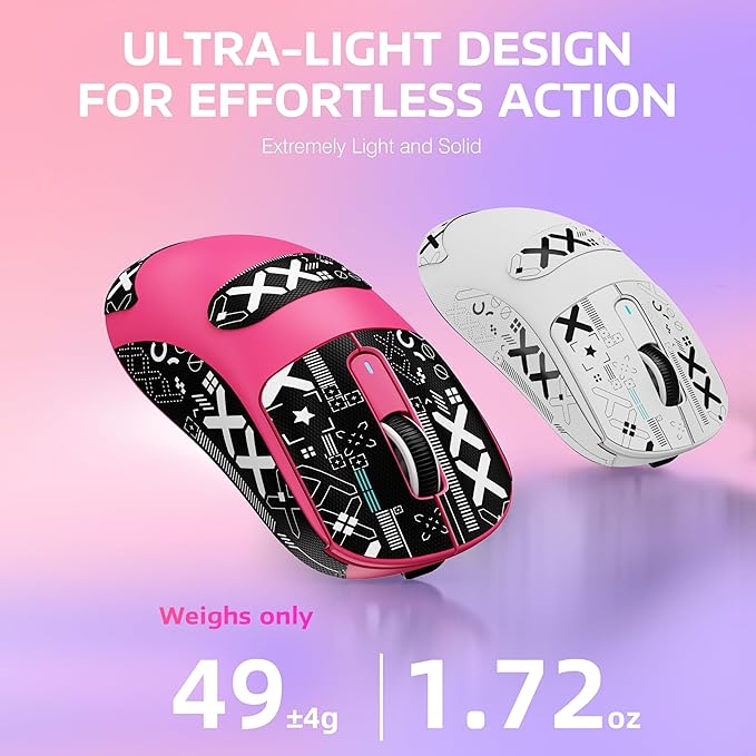 ATTACK SHARK X3 Lightweight Wireless Gaming Mouse with Tri-Mode 2.4G/USB-C Wired/Bluetooth,Up to 26K DPI,PAW3395 Optical Sensor,Kailh GM8.0 Switch,5 programmable Buttons for PC/Mac(Berry Red+Stickers)