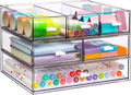 3 Tier Stackable Desk Organizer with 6 Drawers, YOCOMEY Plastic Desktop Storage Box Drawers, Detachable Makeup Storage Office Stationery Supplies Organizer for Office School (All Clear)