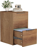Wooden 2 Drawer File Cabinet, Wood Vertical Filing Cabinet Fits Hanging Files Letter Size for Home Office, Brown