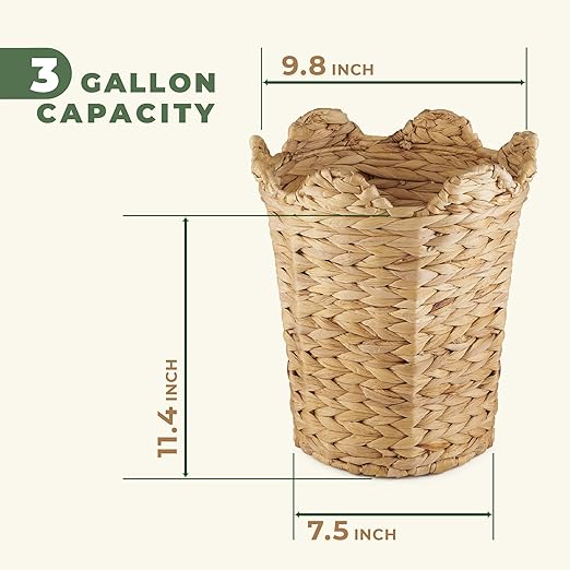 84ECO 2-Pack Scalloped Waste Basket for Bathroom, Bedroom, Office - Scalloped Decor