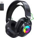 Vakedy HW10 Wireless Gaming Headset for PS5, PS4, PC, Switch, Mac, 2.4GHz Wireless Gaming Headphone with Flip Noise Canceling Mic, 50H Battery, 50mm Drivers, RGB Lights (Cool Black)