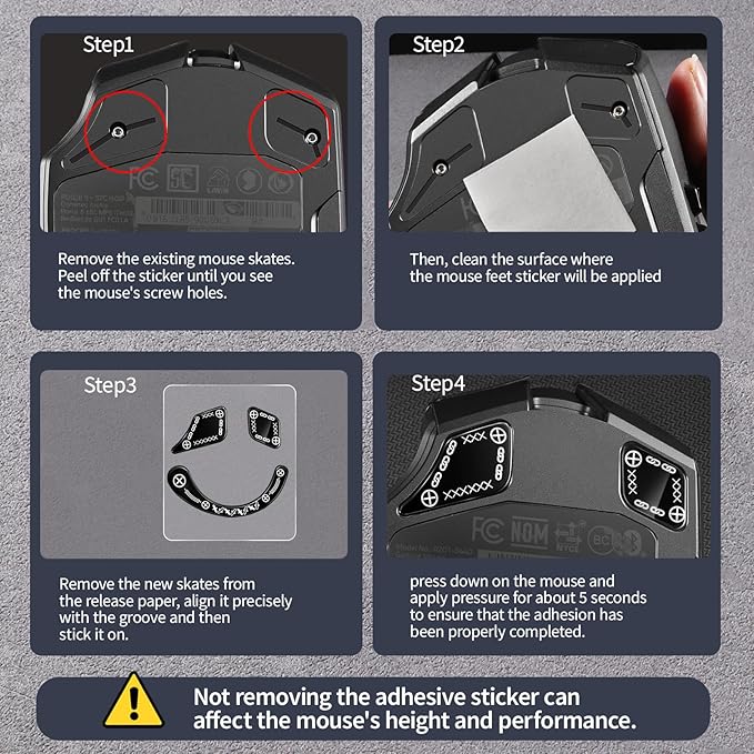 immoenuc Glass Mouse Skates for Razer Naga V2 Pro Wireless Gaming Mouse Feet Pads Smooth Durable Game Mice Accessories Slimmer Toughened Glass Fabrication (Printing Pattern)