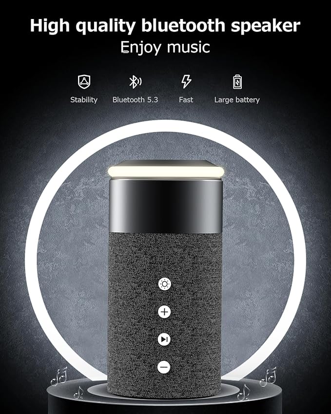 COLSUR Bluetooth Speaker, Magnetic Wireless Charger, Bluetooth Speakers with Night Light, 2 in 1 Wireless Charging Station for iPhone 17/16/15/14/13/12 Series, AirPods Pro 2/4/3/2（Gift Ideal）(Black)