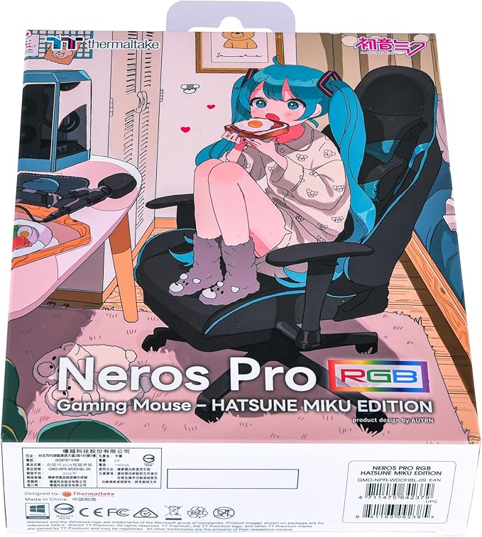 Thermaltake Neros Pro RGB Hatsune Miku Edition USB Wired Connection RGB Gaming Mouse Hatsune Miku Edition GMO-NPR-WDOHBL-09 MS0706