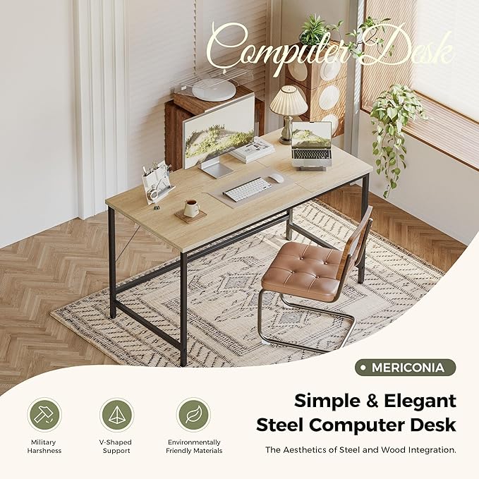 Mericonia 48 inch Computer Desk, Gaming Desk for Small Spaces, Modern Simple Style Table for Home Office, Study Student Writing Table