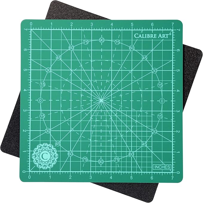 Calibre Art Rotating Self Healing Cutting Mat 8x8 (7" grids), Perfect for Quilting & Art Projects