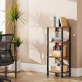 TUTOTAK Bookshelf, 4-Tier Tall Book Shelf, Narrow Bookcase for Small Space, DIY Stackable Bookshelf, for Living Room, Office, Study, Entryway, Industrial, Rustic Brown BS01BB004