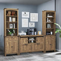 Farmhouse Lateral File Cabinet 2 Drawer and 71" Tall Bookcases Sets, 46" Filing Cabinets with Power Outlets & Storage Shelf, 3 Pcs Home Office Furniture Set (Light Brown, 46" F.C.+B.C.x2)