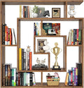 Armocity 6 Tier Display Book Shelf Wall Mounted Bookshelf Freestanding Geometric Bookcase Floating Book Shelves for Wall Bedroom Living Room Home Office, 45.5"(W) * 47"(H), Rustic Brown