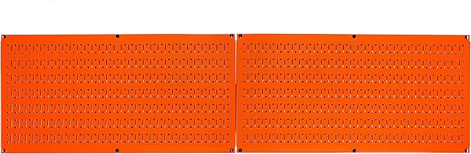 Wall Control Pegboard Rack Horizontal Metal Pegboard Garage Tool Storage Pack - Two 32-Inch Wide x 16-Inch Tall Easy To Install Peg Boards (Orange)
