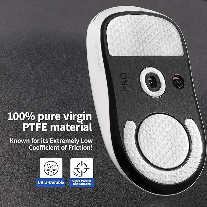 Smooth Sliding Mouse Skates for Logitech G Pro X Superlight Mouse Feet Replacement(PTFE,White) Rounded Edges Durable and Ultra-Smooth Gaming Mouse Glider for G Pro Superlight