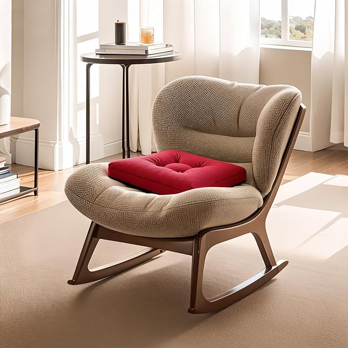 Recliner Cushions, 20x20x5 Inch Double Layer Design Chair Cushion, Soft Tufted Thickened Seat Cushions for Elderly, Wine Red