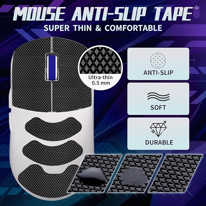 TALONGAMES Mouse Anti Slip Grip Tape Compatible with Ninjutso Sora V2 Gaming Mouse,Palm Sweat Absorption,Thin 0.5mm,Cut to Fit,Easy to Apply,Mouse Skin