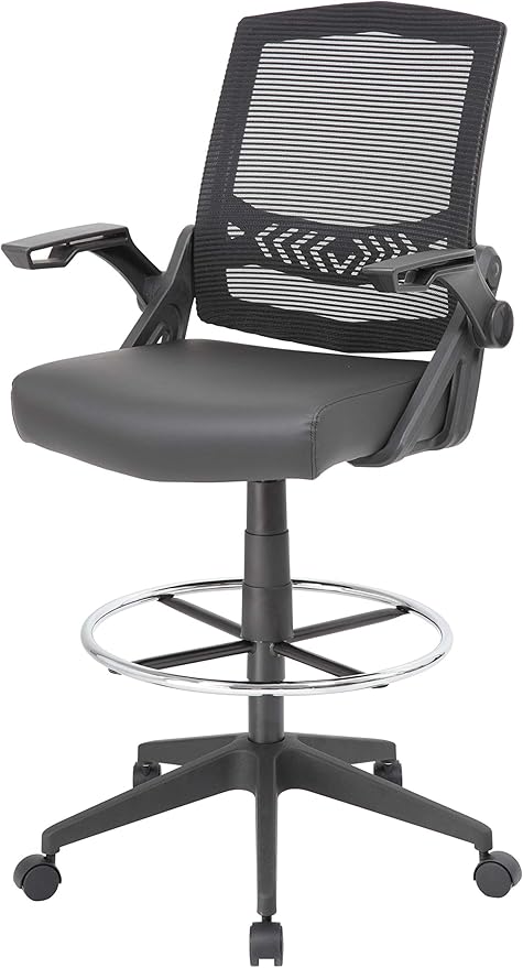 Boss Office Products Drafting Stool with, Black