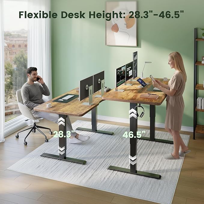 CubiCubi Electric Standing Desk Height Adjustable, 55.1 x 23.6 Inches Home Office Computer Desk, Sit to Stand Up with Memory Presets, Rustic Brown