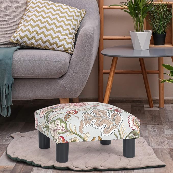 Ottoman Footrest Stool Modern Small Square Seat Chair Footstool (Flower)