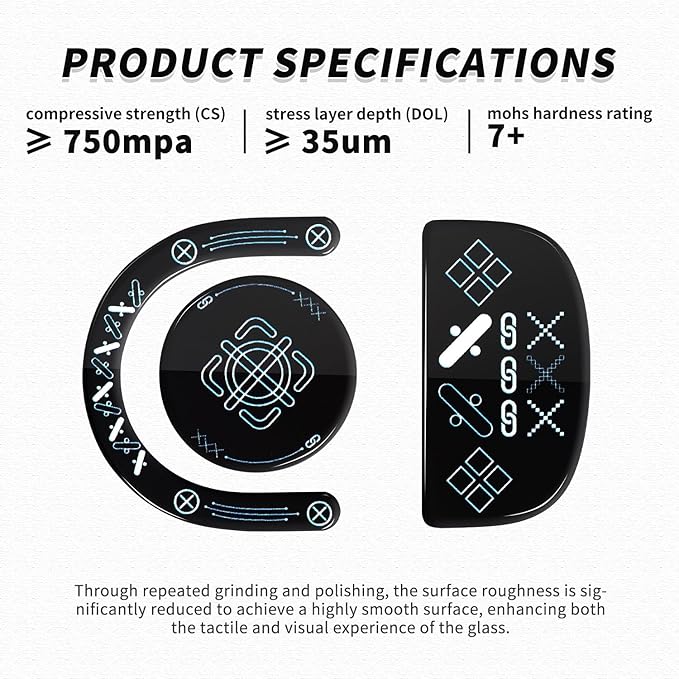 immoenuc Tempered Glass Mouse Skates for Logitech G PRO X2 Superstrike, G PRO X Superlight 2 & 2 SE, Ultra-Smooth Gaming Mouse Feet for Precision Control & Durable Performance (Printing Pattern)