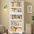 TEENFON 64.2" Bookcase, 5-Tier Open Bookshelves and Bookshelf, Freestanding Display Storage Shelves with Storage Cabinet for Bedroom, Living Room and Office