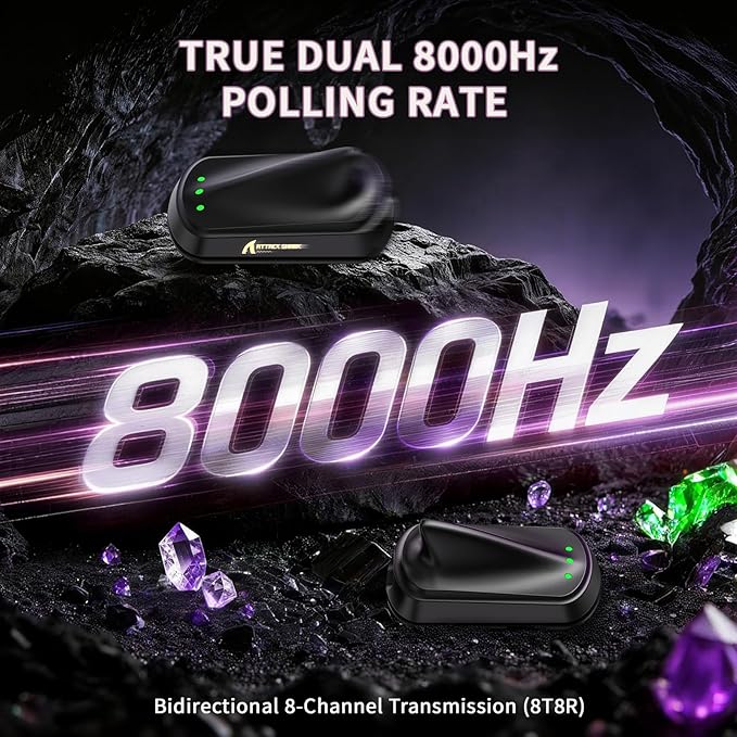 ATTACK SHARK X11 Ultra 8K Carbon Fiber Wireless Gaming Mouse,Nordic 54L15 MCU,PAW3950MAX Sensor,59g Superlight,42000 DPI,BT/2.4Ghz/Wired Mouse with 100 Million Clicks,Programmable for Pc/Mac,Purple