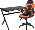 Flash Furniture Optis Black Gaming Desk and Orange/Black Racing Chair Set with Cup Holder, Headphone Hook & 2 Wire Management Holes