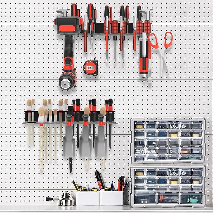 Metal Screwdriver Organizer, Wall Mount Plier Organizer Hammer Holder, Hand Tool Storage Rack for Garage Workshop Workbench(Black, 1PC)