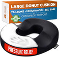 5 STARS UNITED Donut Pillow Hemorrhoid Tailbone Cushion – Large Cushion for Pain Relief – Coccyx, Prostate, Sciatica, Pelvic Floor, Pressure Sores, Pregnancy, Postpartum Recovery, Black