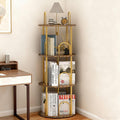 3 Tier Rotating Bookshelf, 360° Spinning Bookshelf Tower, Narrow Corner Book Shelf, Revolving Bookcase Corner Tall Book Shelf for Small Spaces, Bedroom, Living Room, Brown