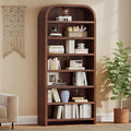 LEVNARY 70" Tall Arched Bookcase, 7-Tier Freestanding Storage Cabinet with Adjustable Shelves, Thick MDF Bookshelf for Bathroom Living Room Bedroom (Walnut)