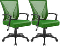 Furmax Office Chair Ergonomic Computer Desk Mesh Chair Mid Back Swivel Lumbar Support with Armrest (2, Green)