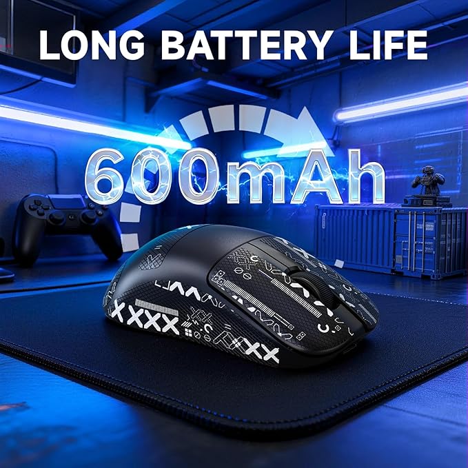 ZIYOU LANG×Magic-Refiner AJ199 Lightweight Wireless Gaming Mouse,Tri-Mode(2.4G/Wired/BT),24K DPI,PAW3311 Optical Sensor,1000Hz Polling Rate,600mAh,49g Ergonomic Mice for Mid-Large Hands-Black&Sticker