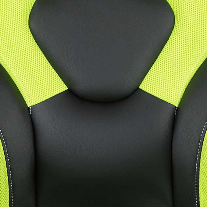 Flash Furniture Optis Black Gaming Desk and Green/Black Racing Chair Set with Cup Holder, Headphone Hook & 2 Wire Management Holes