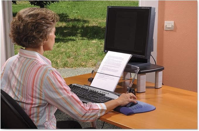 3M in-Line Adjustable Desktop Copyholder Plastic 150 Sheet Capacity Black/Clear MMMDH630