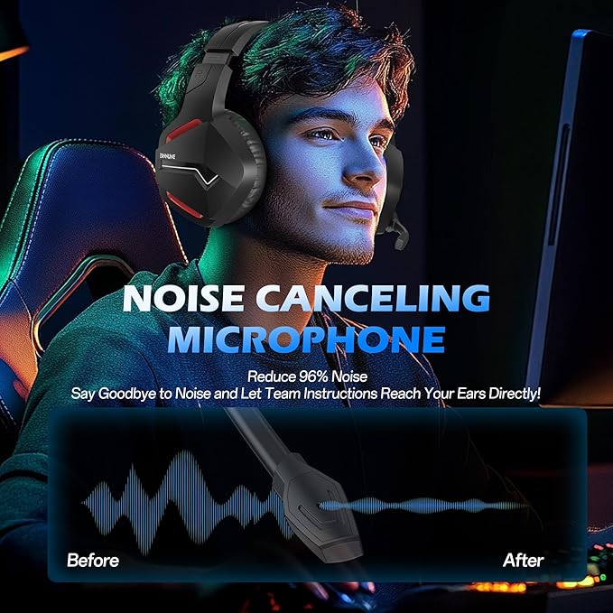 BINNUNE Xbox Wireless Gaming Headset for Xbox Series X/S, Xbox One,120H Ultra-Long Battery, Bluetooth 5.3 Gaming Headphones with Noise-Canceling Mic, Comfortable Over-Ear Headphones