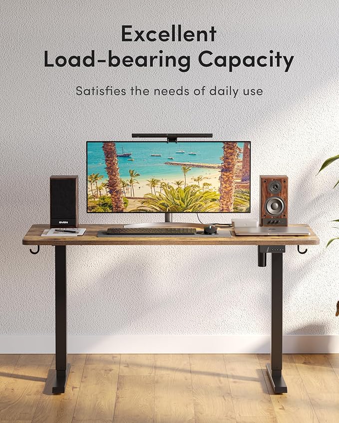 Cubiker Standing Desk, 40x24 Inches Sit Stand Home Office Desk, Electric Stand up Desk, Adjustable Desk with Splice Board, Black Frame/Rustic Brown Top
