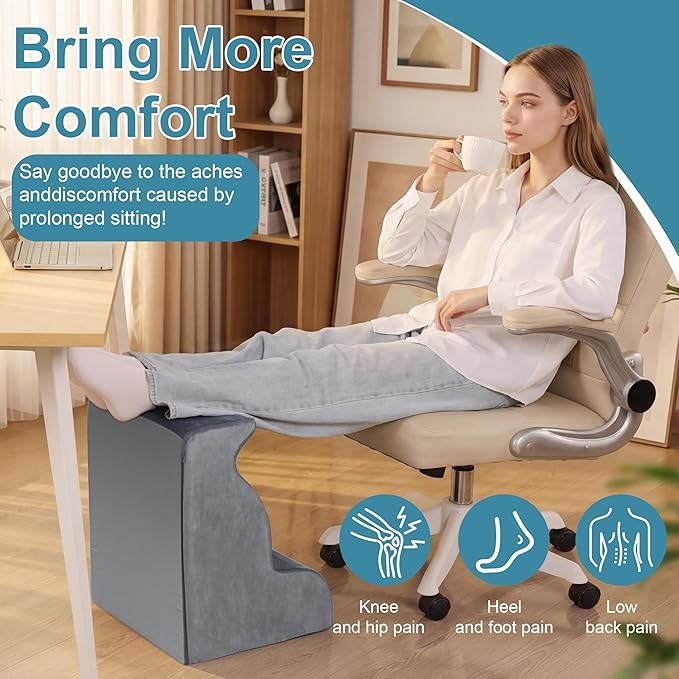 BALAPET Ergonomic Foot Rest Under Desk, Large Leg Rest for Desk with High Density Foam, Office Foot Stool for Chair, Multi-Use Leg Elevation Support Cushion for Work, Gaming, Sofa Relaxation(Gray)