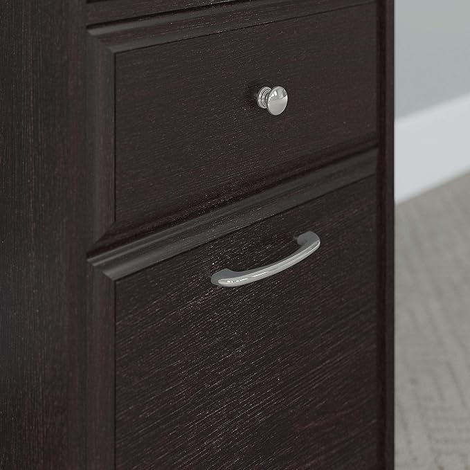 Bush Home Cabot L Shaped Desk with Hutch, Corner Desk with Storage for Home Office in Espresso Oak, 60W L Shaped Computer Desk