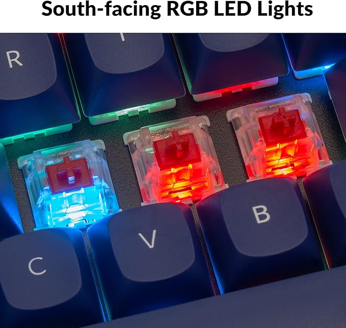 Keychron Q7 70% Layout Hot-Swappable RGB Wired Custom Mechanical Keyboard Compatible with Mac Windows Linux, QMK/VIA Programmable Macro Gateron G Pro Red Switch Double Gasket Kit Full Aluminum-Blue