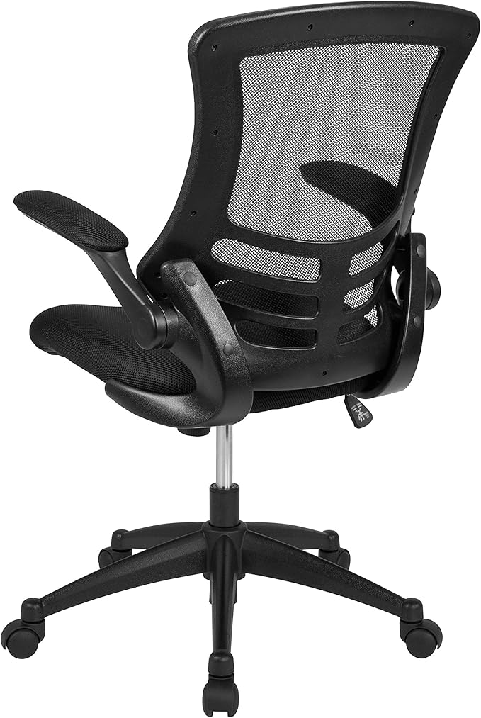 Flash Furniture Set of 4 Mid-Back Swivel Ergonomic Task Office Chairs with Flip-Up Arms, Black Mesh