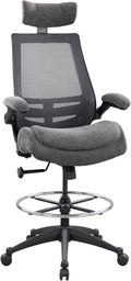 Ergonomic Drafting Chair Tall Office Chair for Standing Desk - 400lbs Mesh Computer Stool with Adjustable Footring, Dual Seat Cushion, and Space-Saving Flip-Up Arms for Counter Height Work